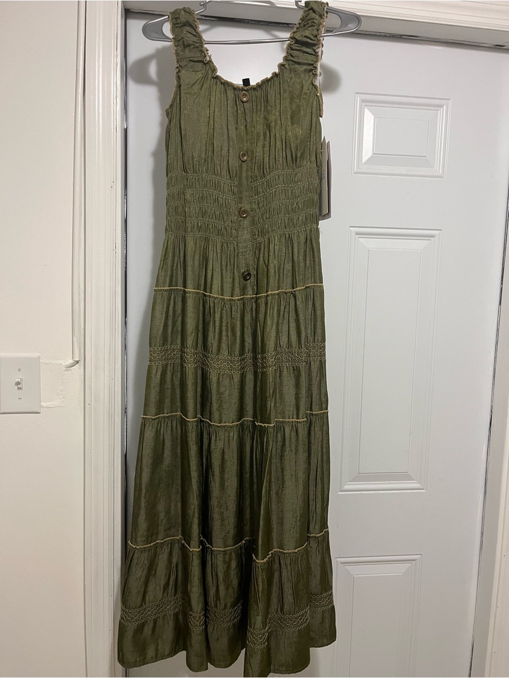 Olive Green Tiered Maxi Dress - Brand Unknown